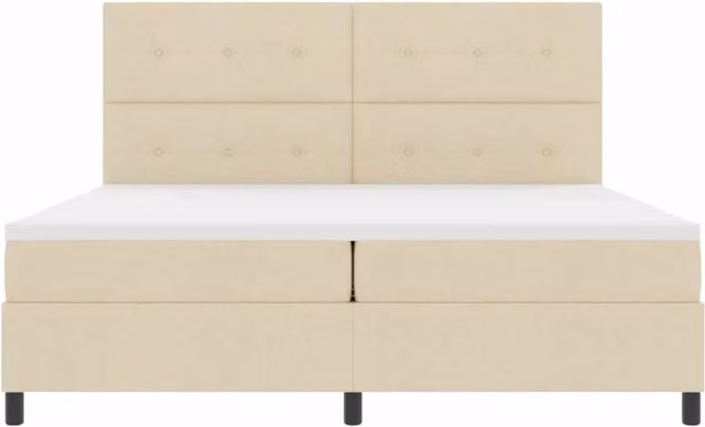 Letto a molle moderno vidaXL in tessuto beige con strisce LED e porte USB L/P/H: 200 x 200 x 203 cm