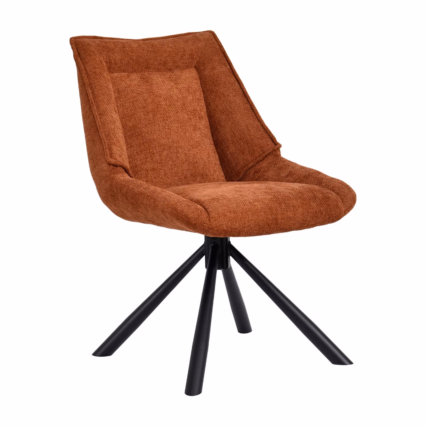 Duhome sedia da pranzo Sedia da cucina ergonomica girevole a 180° Sedia in tessuto di ciniglia e struttura in metallo Sedia da salotto con funzione reclinabile, arancione