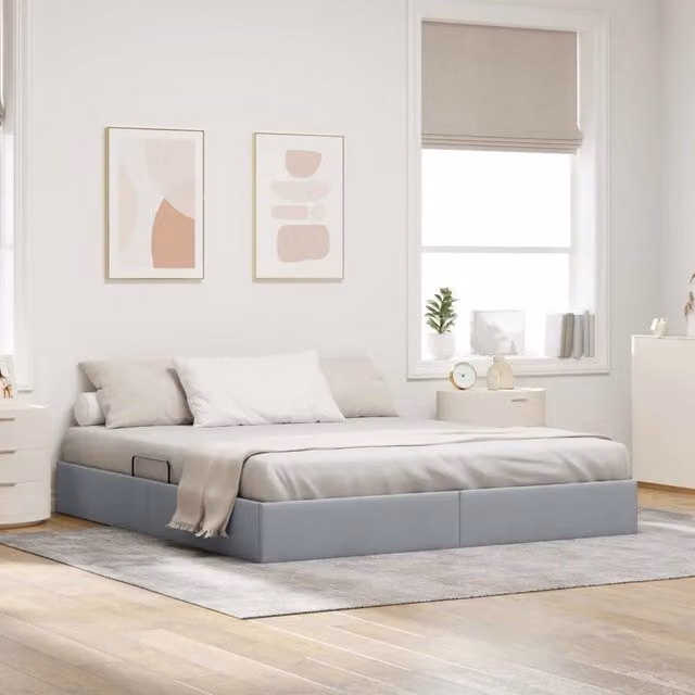 Letto ottomano Grigio chiaro 180 x 200 cm Tessuto 3442838