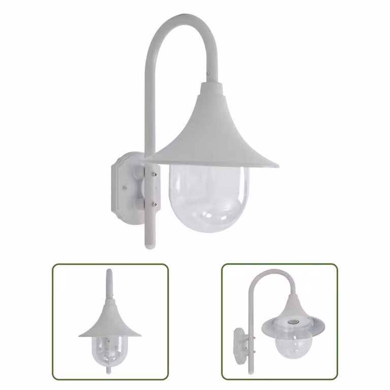 The Living Store Applique da giardino E27 42 cm Alluminio Bianco