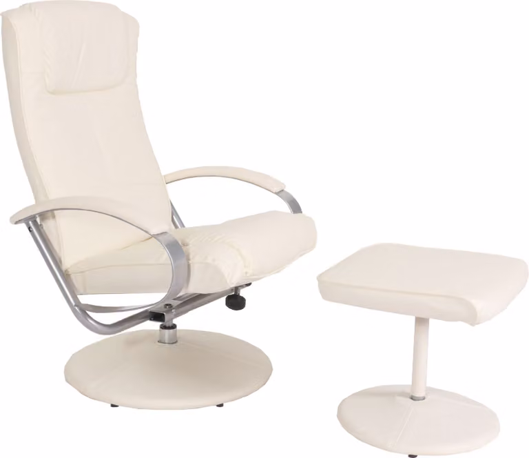Poltrona reclinabile Poltrona TV N44 con sgabello ~ bianco panna