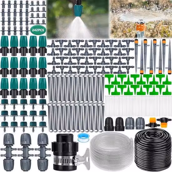 Sistema di irrigazione a goccia a risparmio idrico per giardino - Set micro-goccia da 40 m + 6 m per piante e giardinaggio