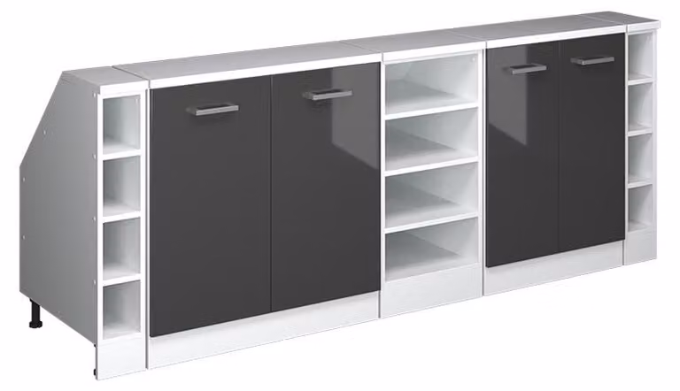 Mobile cucina sottotetto Vicco R-Line Antracite lucido 210 cm Set di 5 carcasse armadio profondità 60 cm, Model 60418