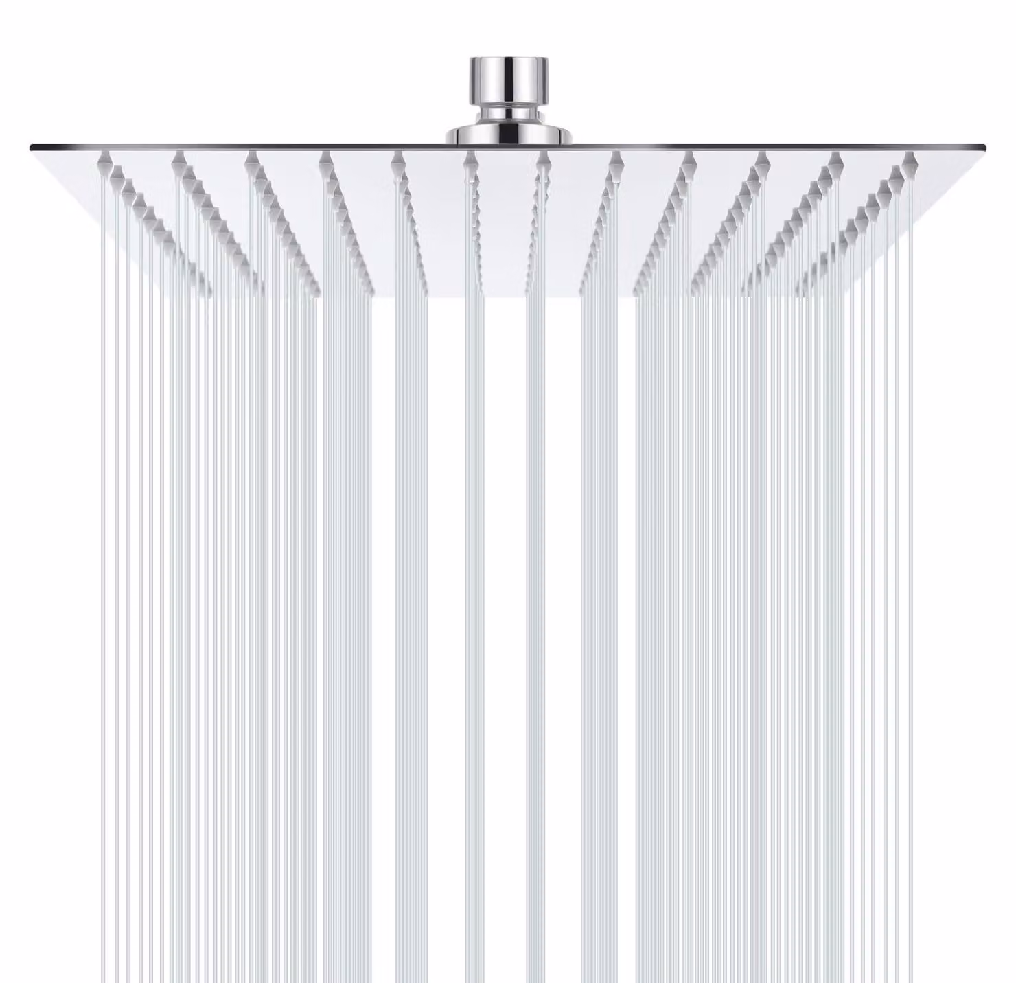 Soffione doccia a pioggia - Quadrato acciaio inox 304 - 30 x 30 cm - 144 ugelli in silicone - Cromato