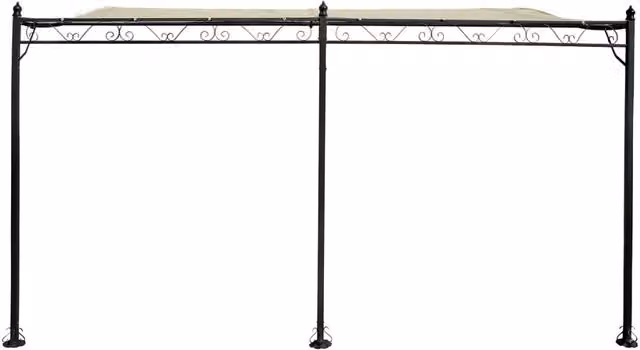 Pergola a gazebo addossata in metallo - 3 x 4 m - Beige