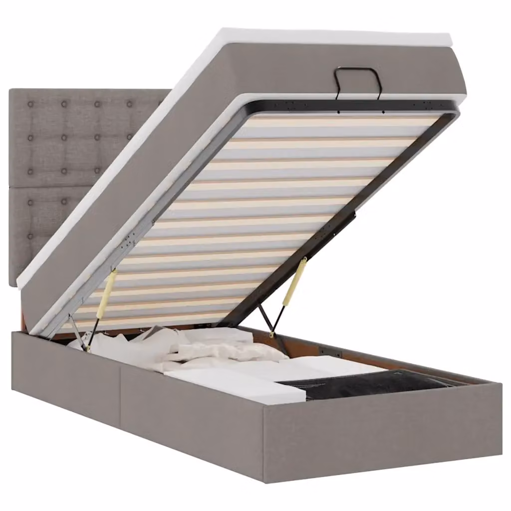 Pouf Letto con Materasso e LED vidaXL, Colore Grigio/Beige, L/P/H: 90 x 200 x 128 cm – 2