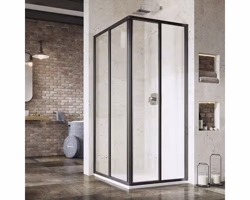 Un lato della cabina doccia RAVAK SRV2-75 195 S nero+trasparente 14V303O2Z1
