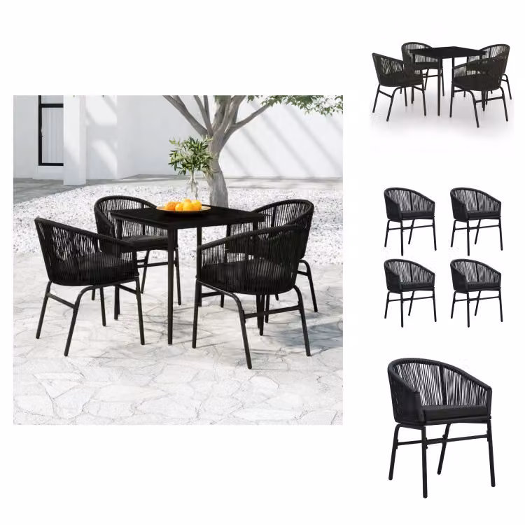 vidaXL Set da pranzo da giardino 5 pezzi nero - Set di mobili da giardino