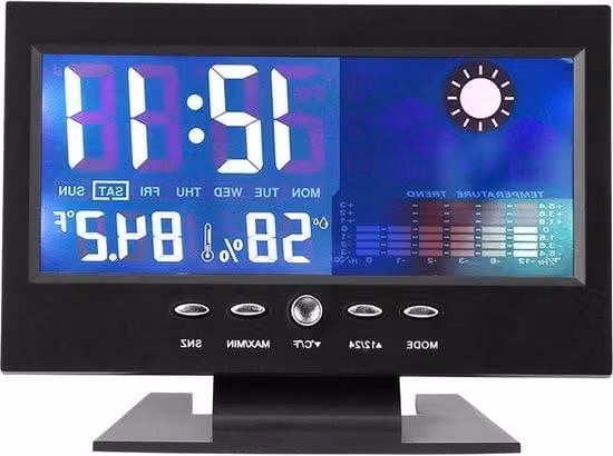 Termometro e igrometro digitali wireless con allarme - Calendario delle previsioni del tempo