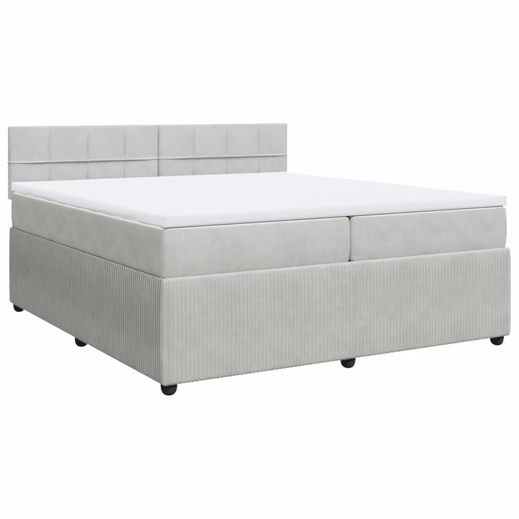 Giroletto a Molle con Materasso Grigio Chiaro 200x200cm Velluto