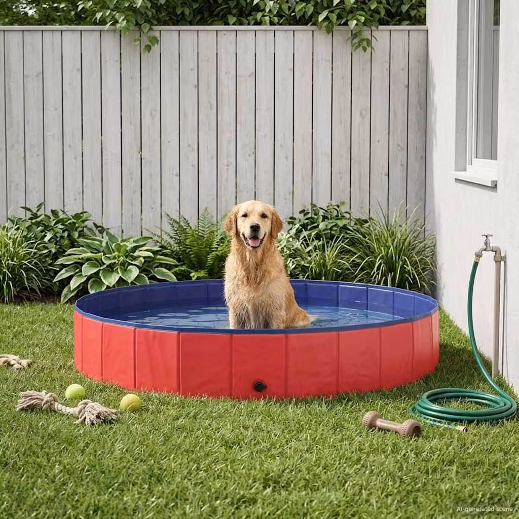 Piscina per Cani Rosso Ø200 x 30 cm PVC Spesso
