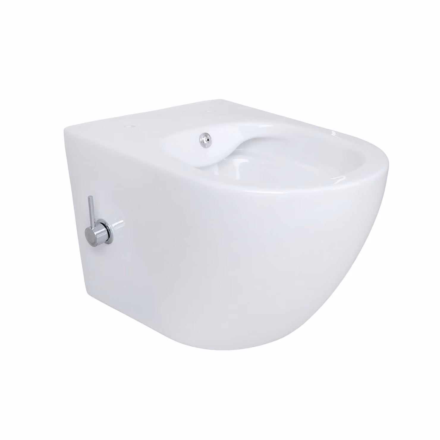 WC sospeso senza bordo Belvit, facile da pulire, WC con bidet integrato, acqua calda e fredda, WC senza coperchio, WC doccia in Vetroceramica, bianco