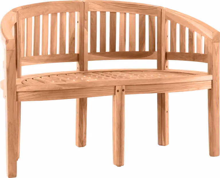 Seduta da giardino a forma di banana, 120 cm, teak