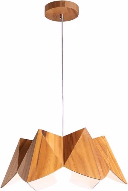 Lampada sospesa Physalis Quintiesse in legno di teak marrone, Ø 46 cm, attacco E27 40W, regolabile e dimmerabile – 1