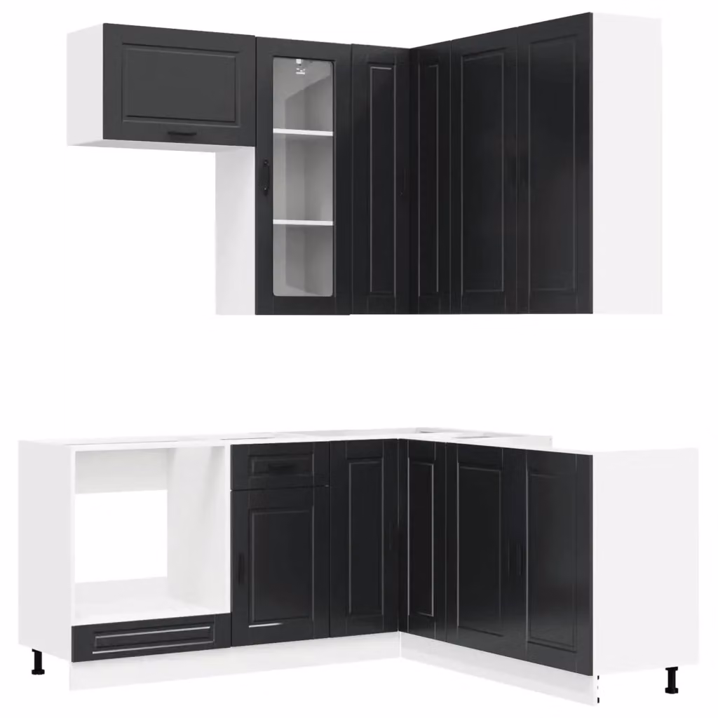 Unità cucina moderna vidaXL PORTO composta da 8 pezzi in nero con ante in vetro – 2