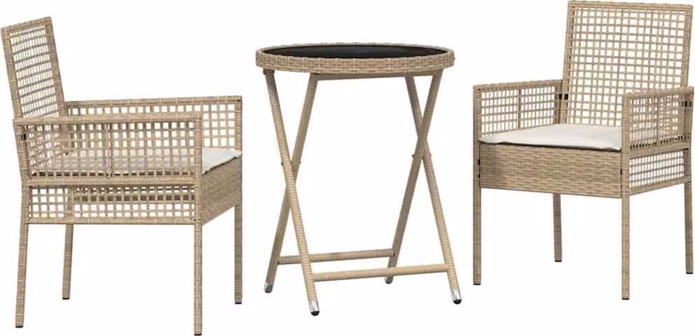 Set Bistro da Giardino 3 pcs Beige polyrattan