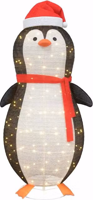 Figura di pinguino di neve decorazione natalizia bianca con LED luce calda in tessuto CFW9166237 L: 78 cm, H: 178 cm – 1