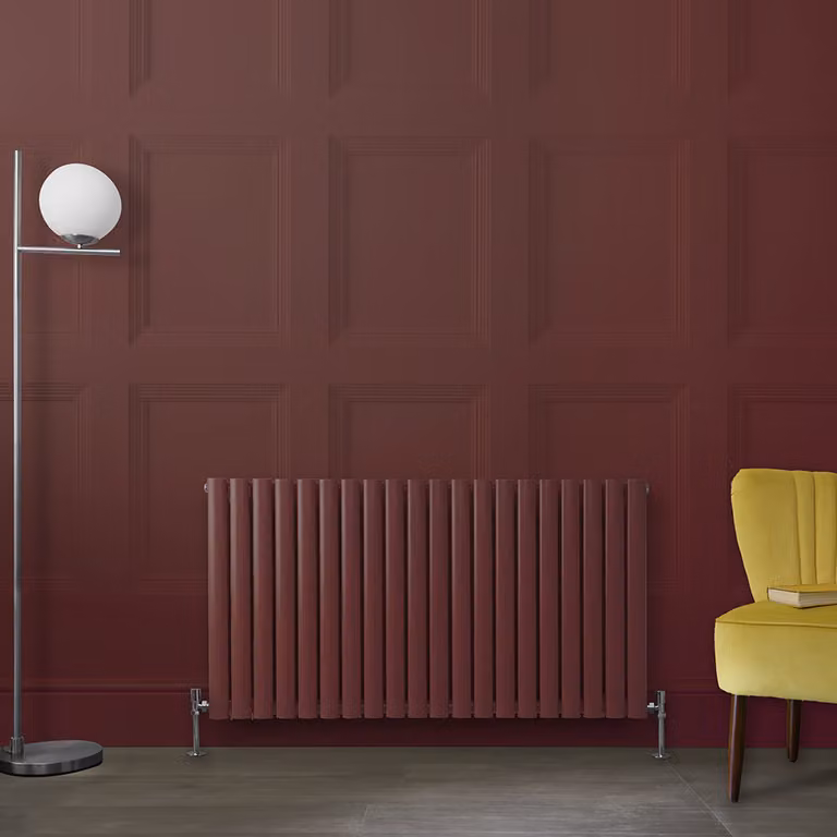 Radiatore di Design Orizzontale Rosso (Booth Rosso) - 635mm x 1180mm - Pannello Doppio  - Revive