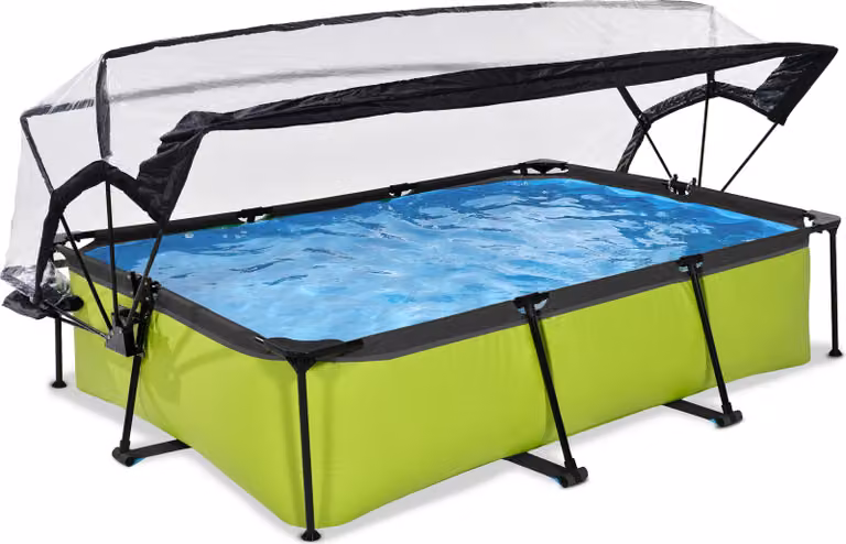 Piscina con struttura rettangolare in uscita con sistema di filtraggio a cartuccia e tettuccio parasole 300 x 200 cm (altezza 65 cm) 300 x 200 verde