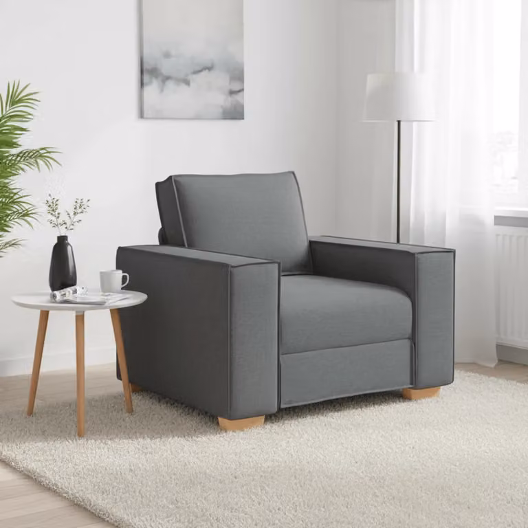 Poltrona Divano moderna vidaXL in tessuto grigio con braccioli L/P/H: 100 x 78 x 84 cm