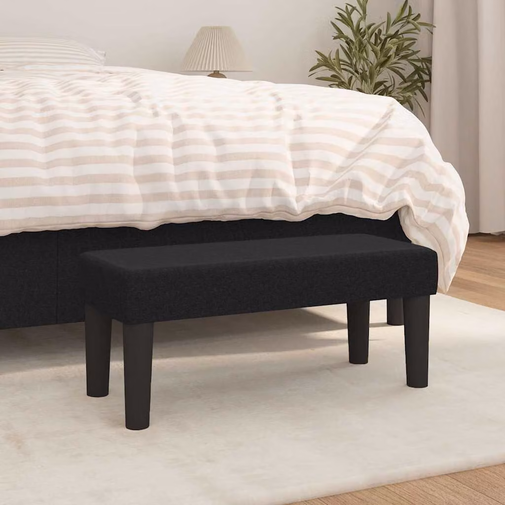 Panca vidaXL in tessuto nero con struttura in legno L: 70 cm, P: 30 cm, H: 30 cm