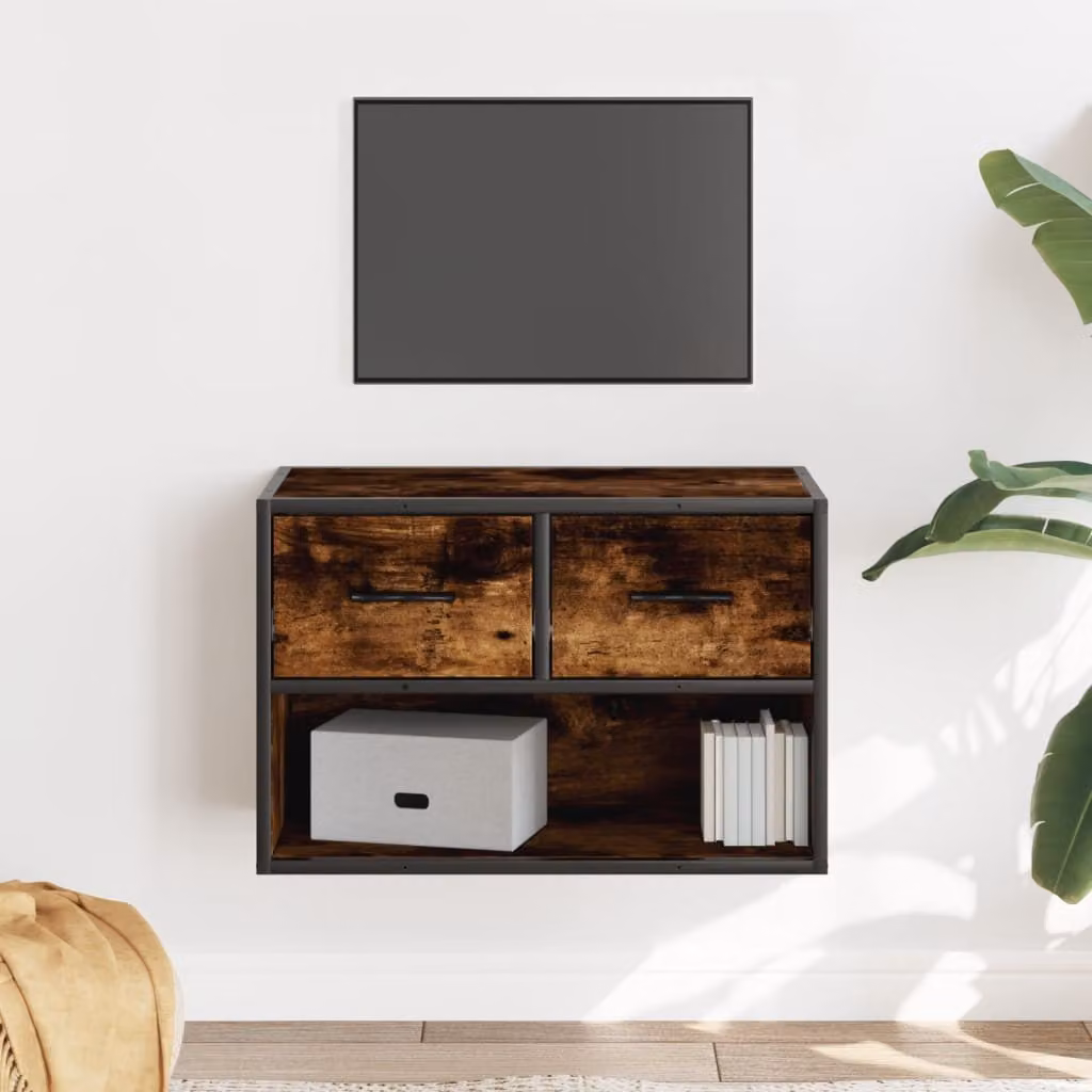 Mobile Porta TV vidaXL in Stile Industrial con Legno Rovere e Metallo, Colore Marrone, L 60 cm x P 31 cm x H 39,5 cm