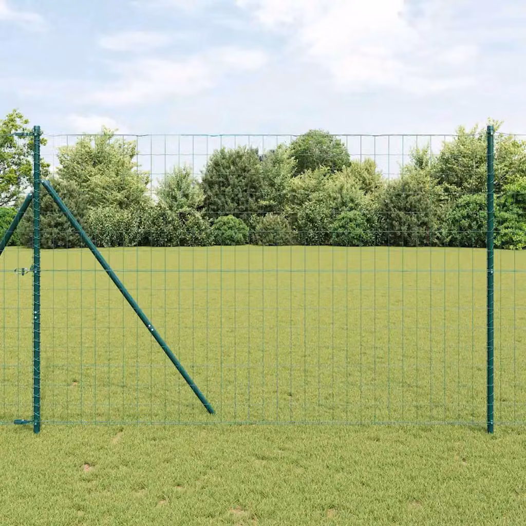 Recinzione in rete verde rivestita in PVC vidaXL per fissaggio a terra, L: 10 m, H: 1,6 m
