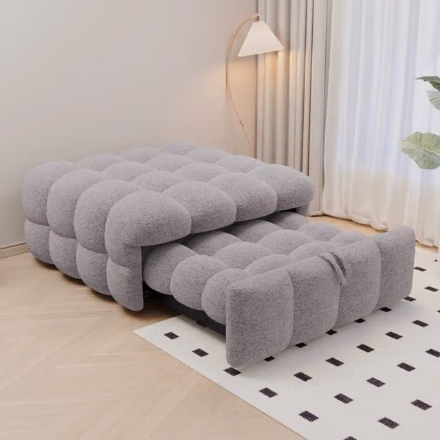 letto imbottito teddy grigio 76 x 183 cm