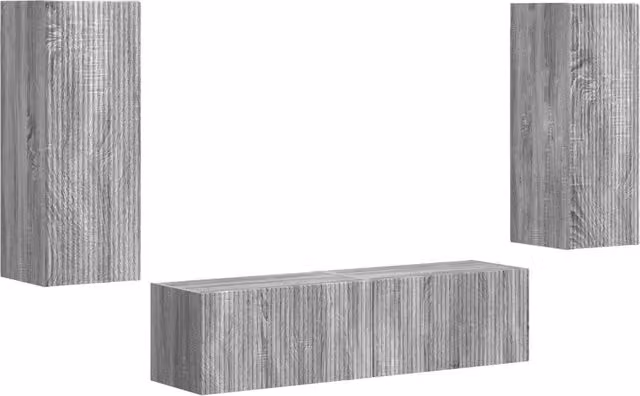 Set mobile TV 2 pz | Armadietto TV | Mobile Porta TV Grigio Sonoma Legno multistrato