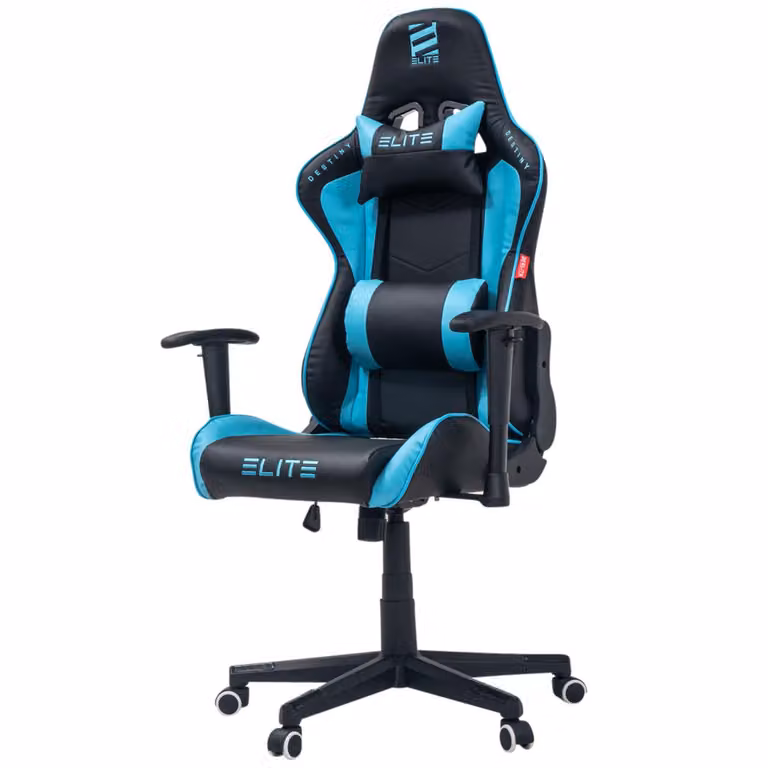 Sedia da gaming Elite | Sedia da ufficio ergonomica - Sedia da scrivania - Sedia da gaming racing per PC - Sedia da gaming - Poltrona da gaming - Poggiatesta (nero/blu)