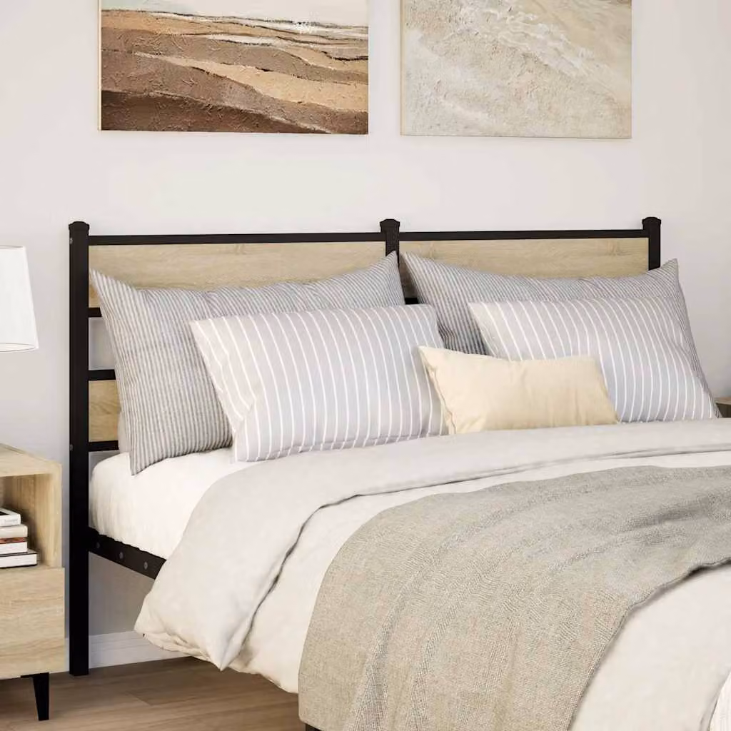 Testiera di ricambio vidaXL in legno rovere sonoma e metallo nero e marrone, L: 150 cm