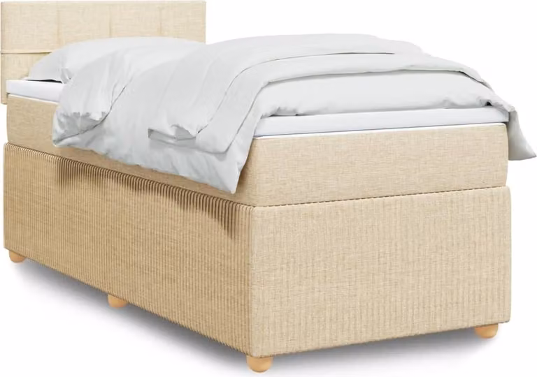 Maison Exclusive - Giroletto a Molle con Materasso Crema 100x200 cm in Tessuto