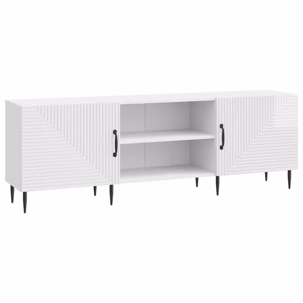 Mobile TV vidaXL Bianco Lucido in Legno e Metallo Stile Vintage L: 150 cm, P: 31 cm, H: 50 cm – 2