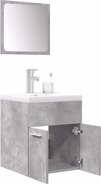 Set Mobili da Bagno Moderno vidaXL in MDF Grigio e Bianco con Mobile Lavabo e Armadietto Specchio a Parete