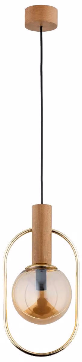 Lampada a sospensione MUFI in legno chiaro, oro e ambra, 1xE14x10W, legno, dimensioni: 100x15x18,5 cm, IP20, Alfa