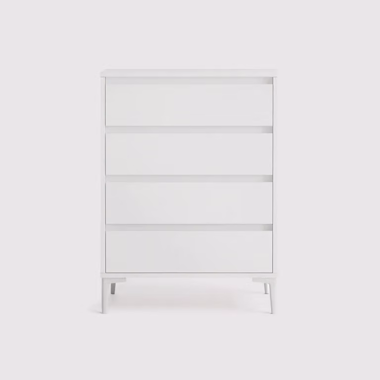 Kemiri - Cassettiera scandinava bianca con 4 cassetti