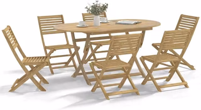 Set da Pranzo da Giardino 7 pz in Legno Massello di Acacia 3295005