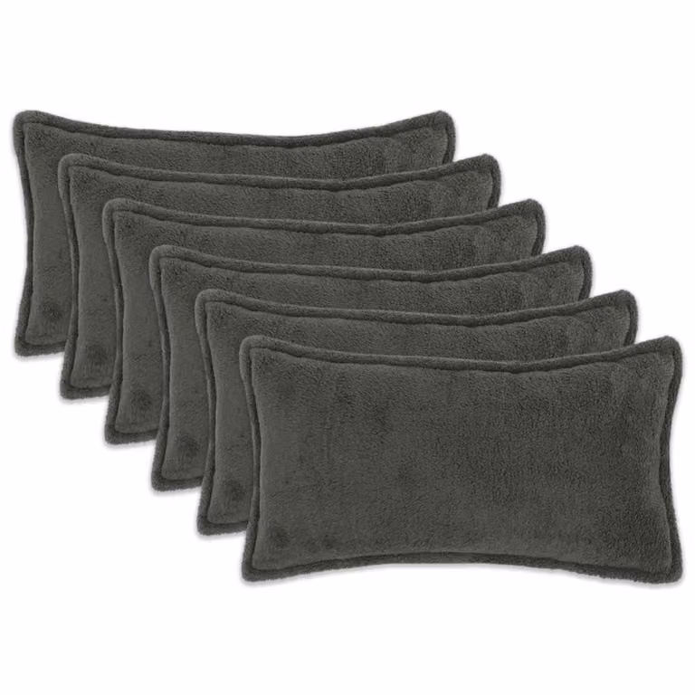 Set di 6 federe vidaXL HOUTEN in tessuto bouclé grigio scuro, L 80 x P 40 cm
