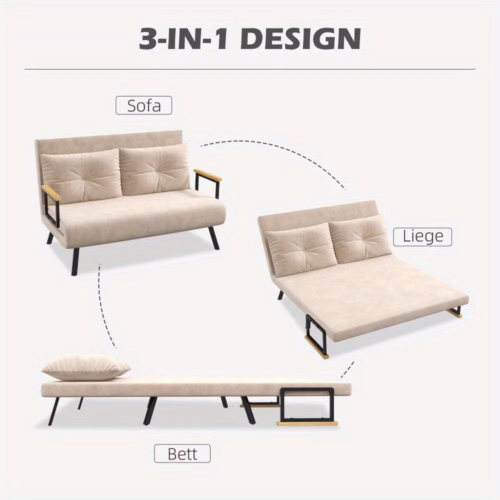 Divano letto - Divano trasformabile - Divano pieghevole - Divano letto - Divano 2 in 1 - Schienale regolabile a 180° - Cuscini in memory foam