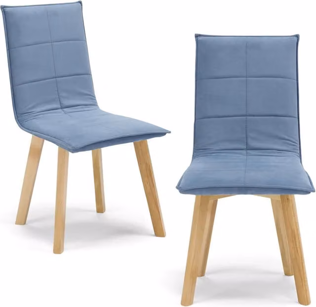 Set 2 sedie Imbottite MARILU', struttura robusta in legno, ideale per sala da pranzo, soggiorno, ufficio, sale d'attesa, tessuto trapuntato a rettangoli colore Carta da Zucchero, Design moderno