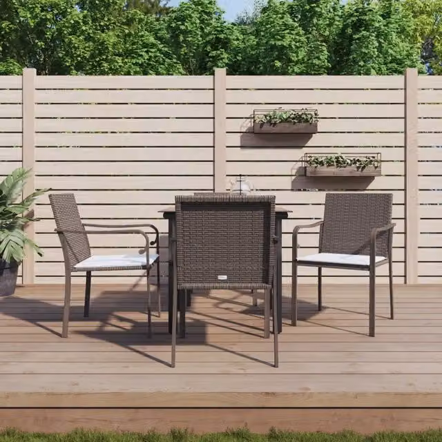 Set Pranzo da Giardino 5pz con Cuscini in Polyrattan e Acciaio 3186954