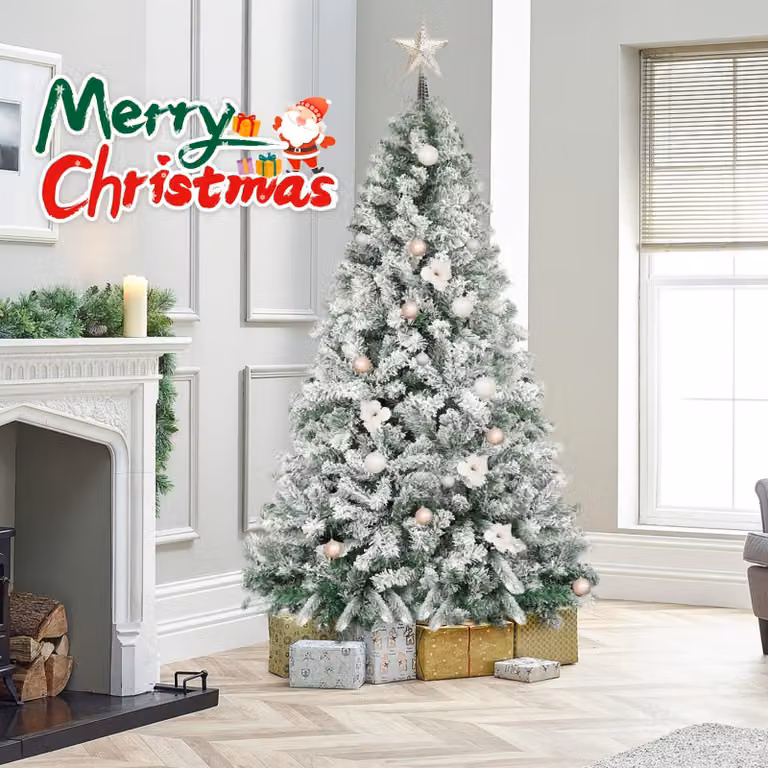 Albero di Natale artificiale - Albero artificiale - Albero di Natale con fiocchi di neve - Abete artificiale - Albero di Natale con effetto neve - Altezza: 210 cm