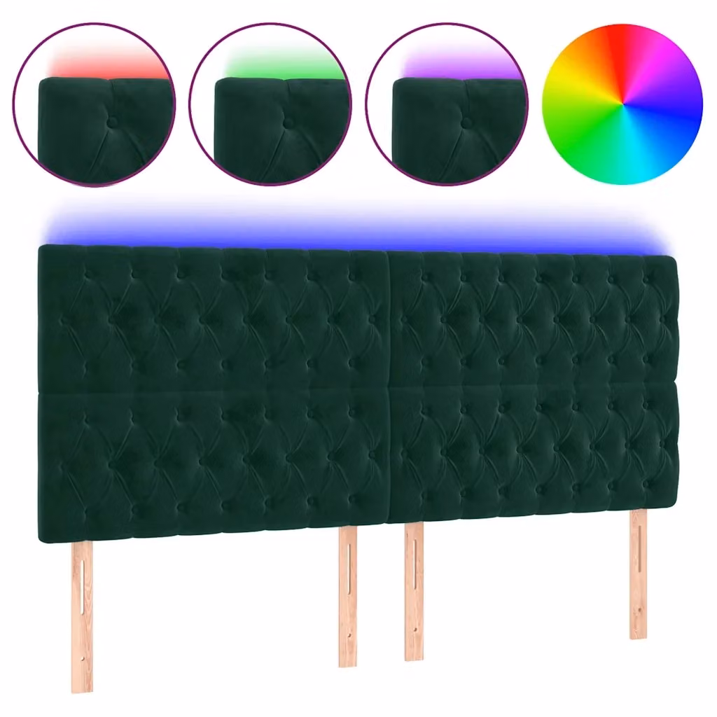Testiera con LED e porta USB vidaXL in velluto verde scuro L/P/H: 200 x 7 x 118/128 cm – 2
