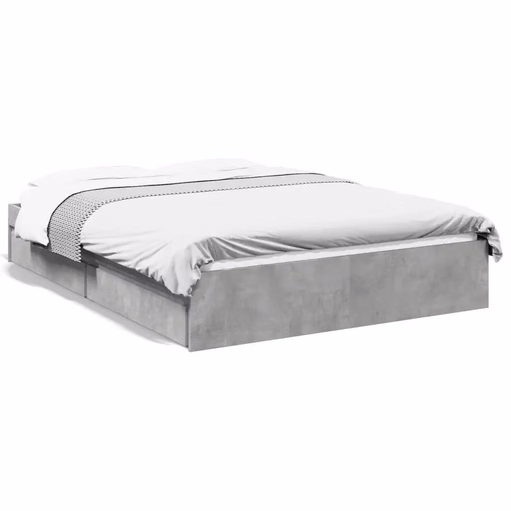 vidaXL Giroletto con Cassetti in Legno Multistrato Grigio, L/P/H: 138 x 193 x 28 cm – 2
