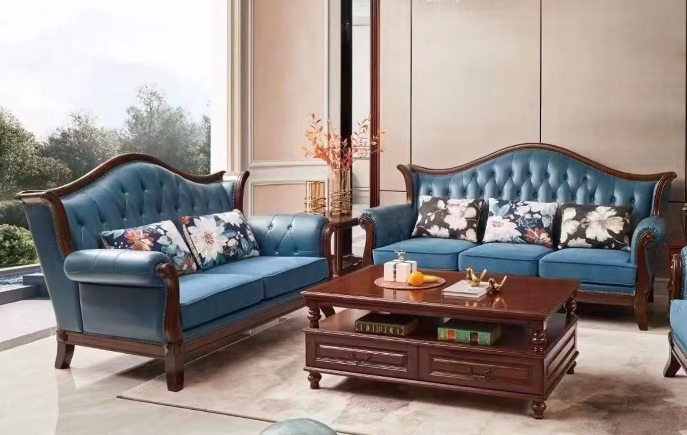 Sofagarnitur 3+2 Sitzer Sofa Couchgarnitur Couch Sessel Leder Luxus Möbel