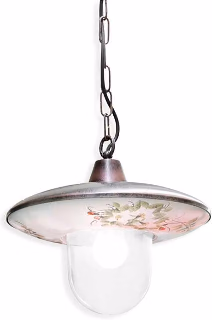 Sospensione Esterno Classica Latina Metallo Ceramica Nero Sfumato 1 Luce E27