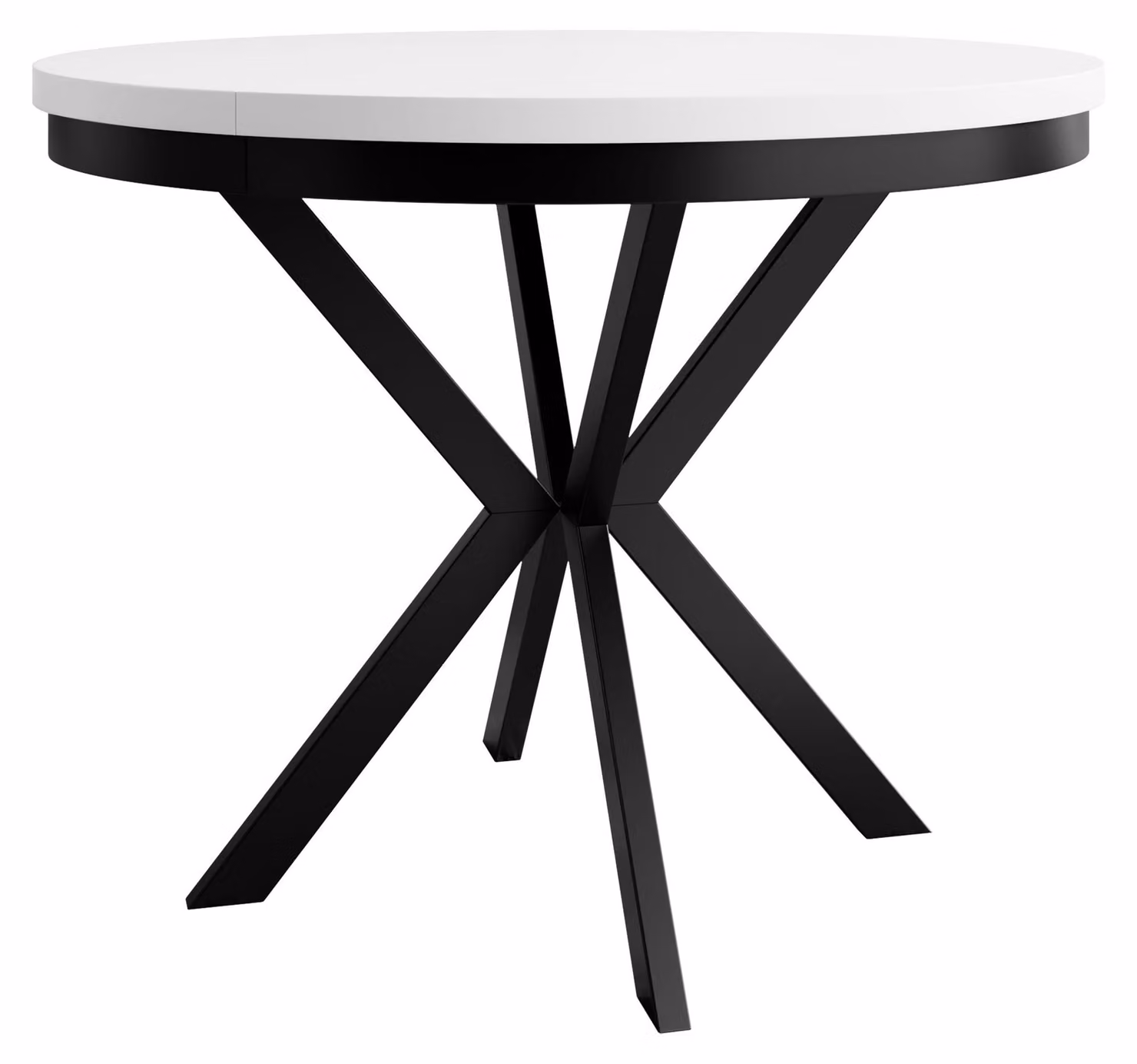MIRJAN24 Tavolo Edder 120, tavolo da pranzo, gambe in acciaio (colore: nero / bianco artico)