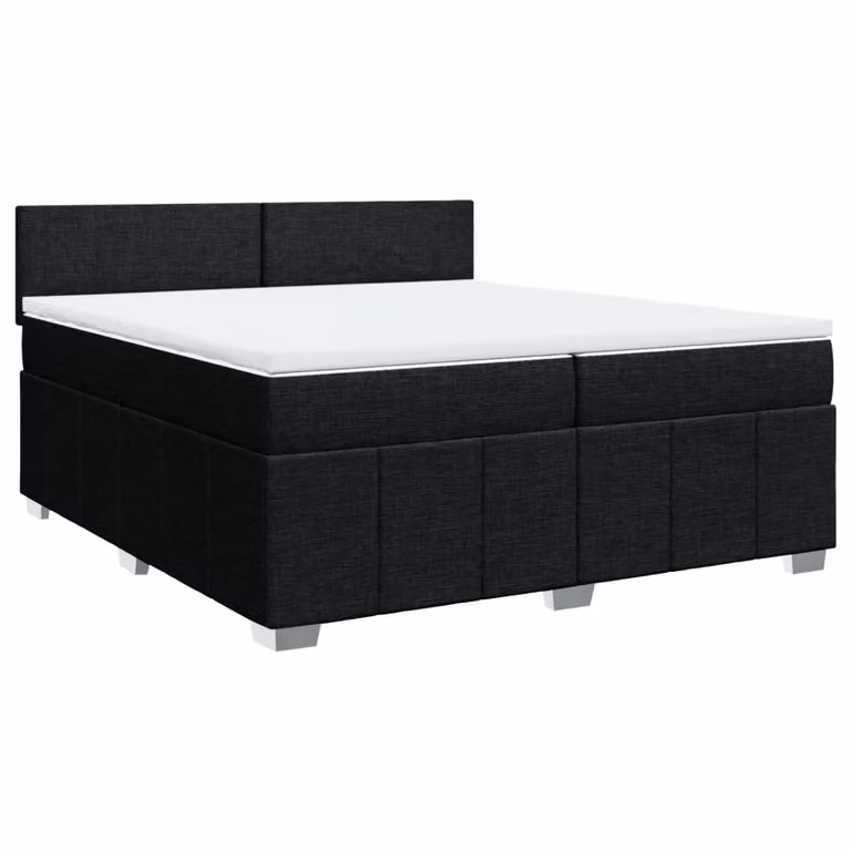 Giroletto a Molle con Materasso Nero 200x200 cm in Tessuto