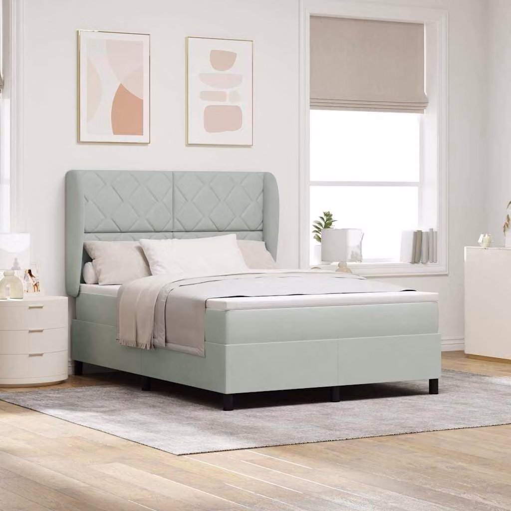 Maison Exclusive - Letto boxspring con testiera grigio chiaro 190 x 140 cm in velluto