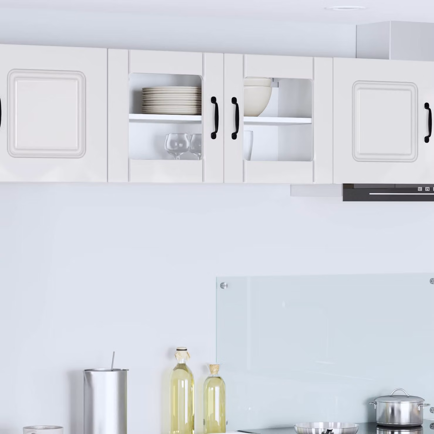 Mobile da parete LUCCA vidaXL Bianco Lucido con ante in vetro per cucina L 80 x P 31 x H 40 cm